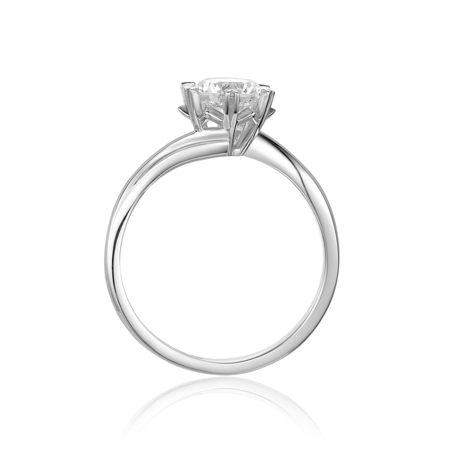 Silver Solitaire Moissanite Ring M01B