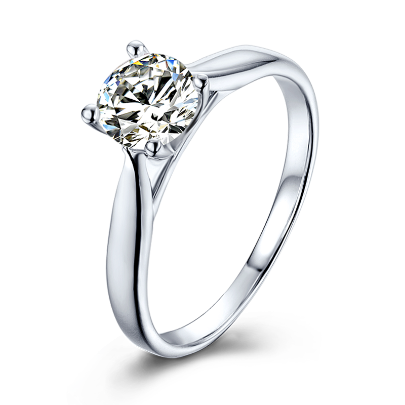 Silver Solitaire Moissanite Ring M02C