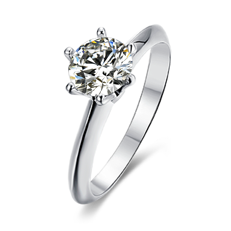 Silver Solitaire Moissanite Ring M03C