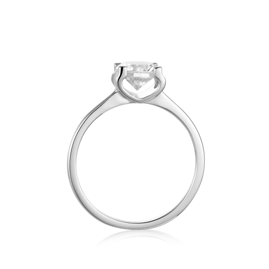 Silver Solitaire Moissanite Ring M04A
