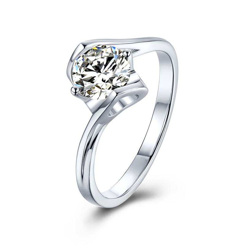 Silver Solitaire Heart Moissanite Ring M05A