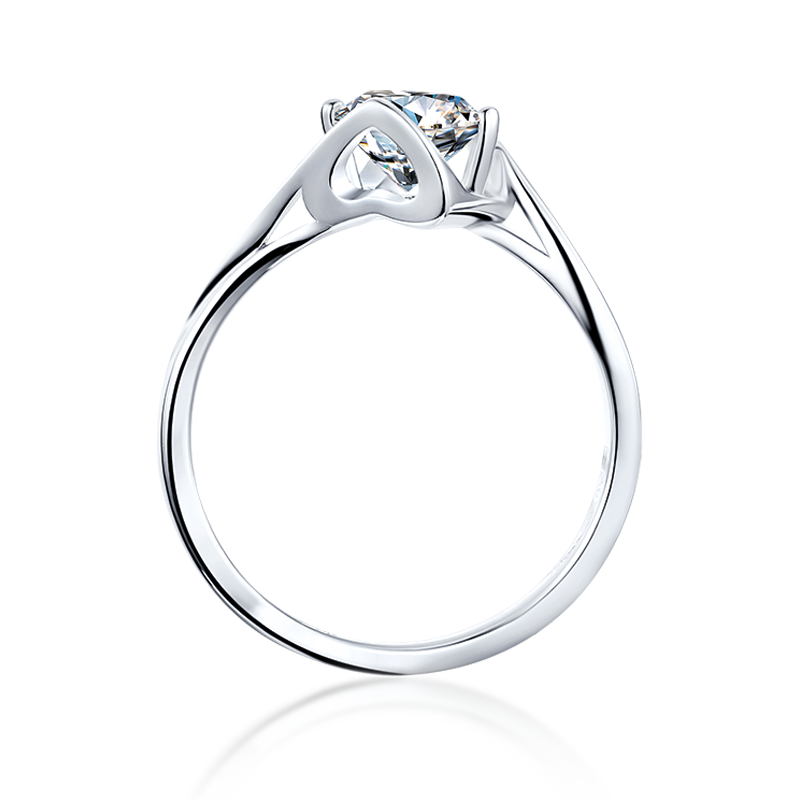 Silver Solitaire Heart Moissanite Ring M05A