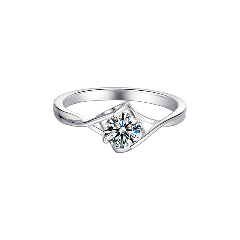 Silver Solitaire Heart Moissanite Ring M05C