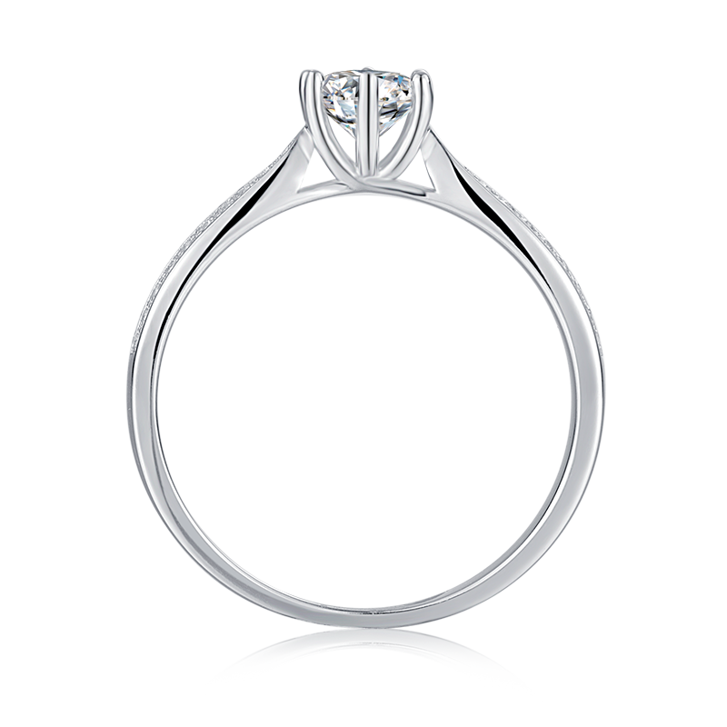 Silver Moissanite Ring with double row shank M06B