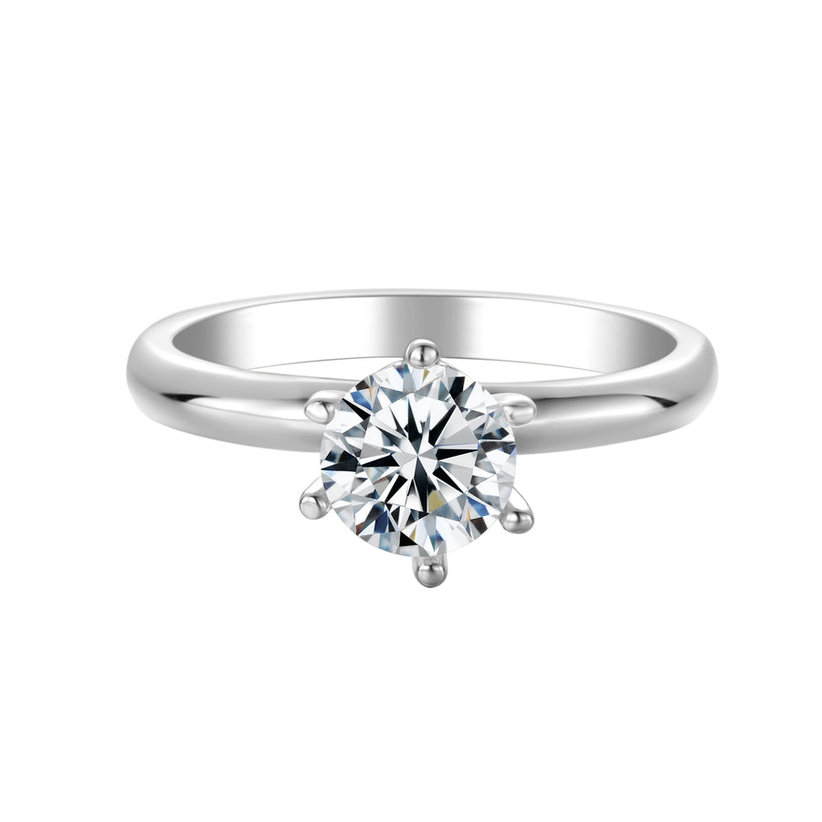 Silver Moissanite Ring with Raised Collet M09A