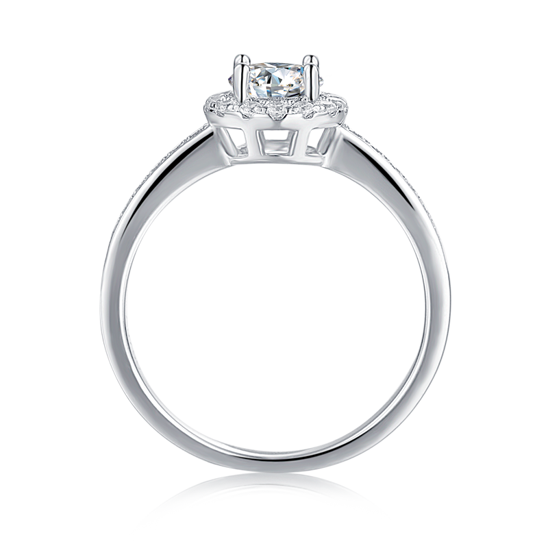 Halo Silver Moissanite Ring M16B