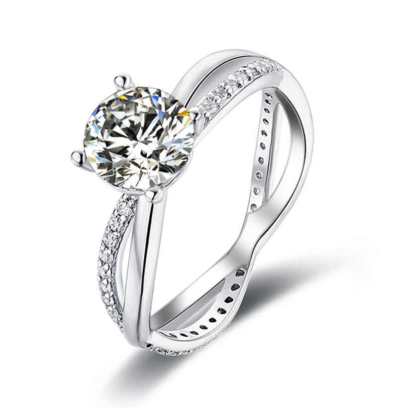 Double Band Silver Moissanite Ring M24A