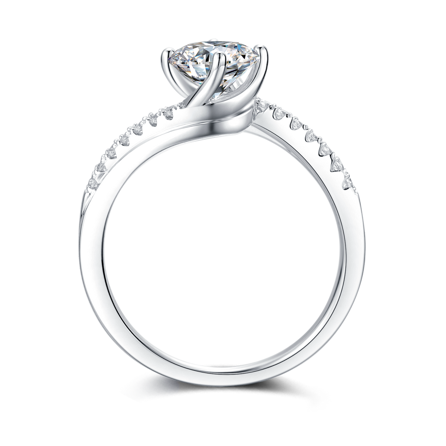 Swirl Silver Moissanite Ring M36A