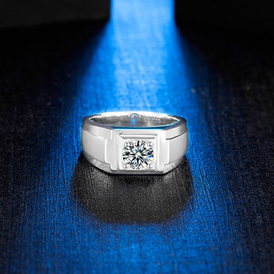 Broad Silver Moissanite Ring M70A