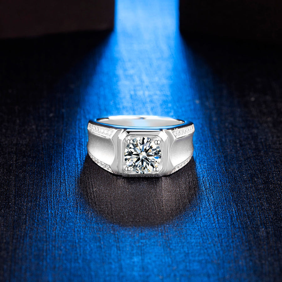 Broad Silver Moissanite Ring M81A