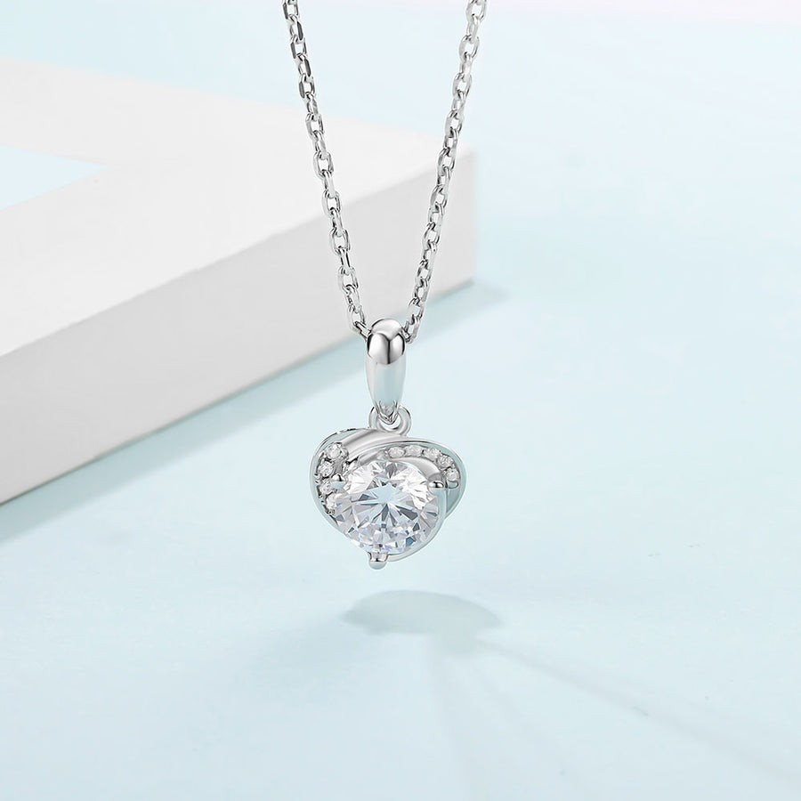 Twisted Heart Silver Moissanite Pendant