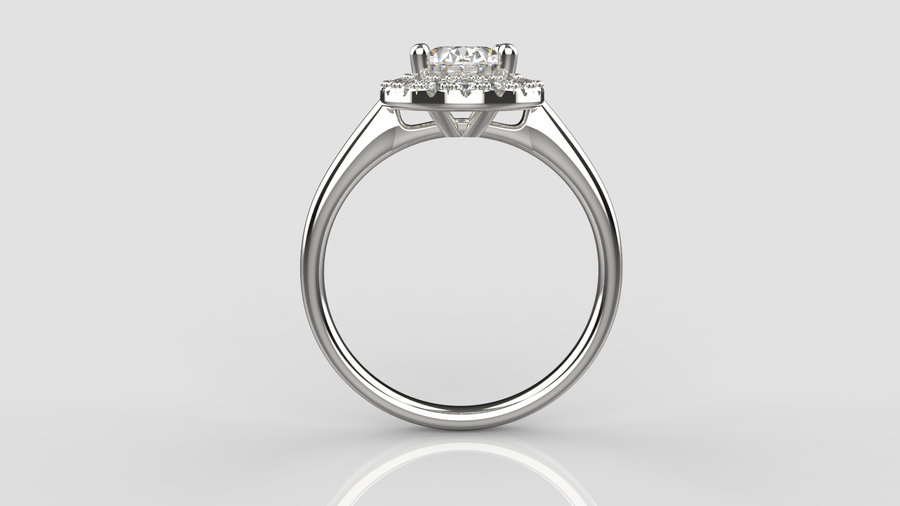 Oval Cut Moissanite Halo Ring in 9ct White Gold
