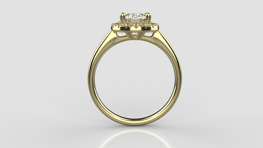 Oval Cut Moissanite Halo Ring in 9ct Yellow Gold