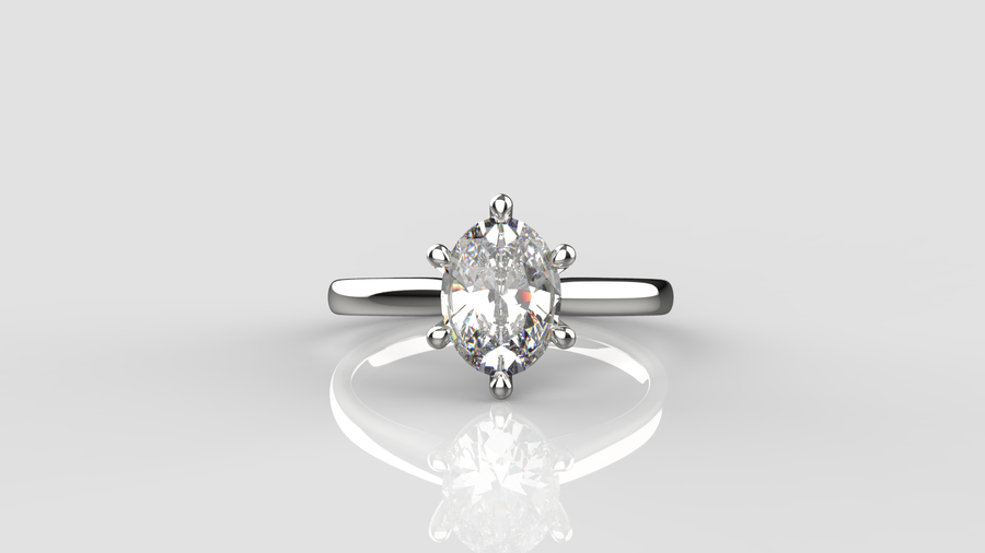 Oval Cut Moissanite Solitaire Ring in 9ct White Gold