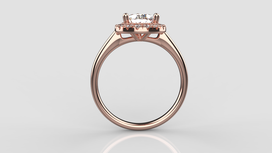 Pear Cut Moissanite Solitaire Ring with small Moissanites on the shank in 9ct Rose Gold