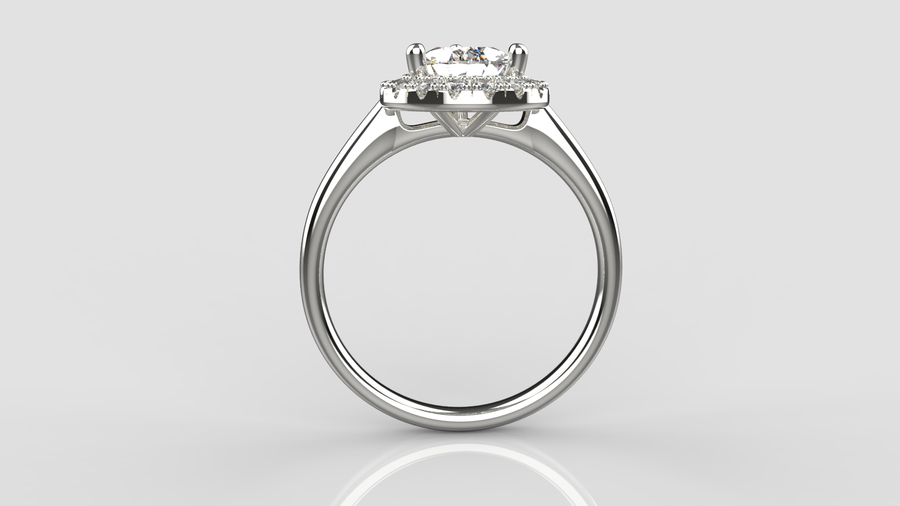 Pear Cut Moissanite Solitaire Ring with small Moissanites on the shank in 9ct WhiteGold