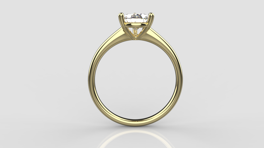 Pear Cut Moissanite Solitaire Ring in 9ct Yellow Gold