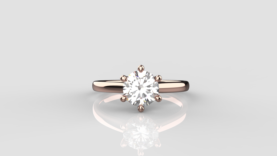 Round Brilliant Cut Moissanite Solitaire Ring in 9ct Rose Gold