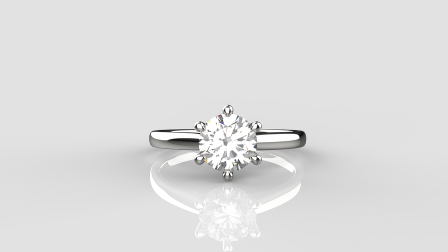 Round Brilliant Cut Moissanite Solitaire Ring in 9ct White Gold
